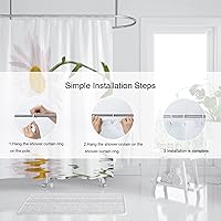 Vista 6 de Daisy Shower Curtain, Farmhouse Floral Shower Curtain Set, Rustic White Flower Shower Curtains for Bathroom, Waterproof Fabric with 12 Hooks, 72 x