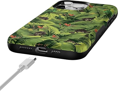 Vista 319 de Casely Funda para iPhone 15 Pro Max Jardín Secreto Flores mixtas Funda atrevida Compatible con MagSafe y botón de acción Secret Garden
