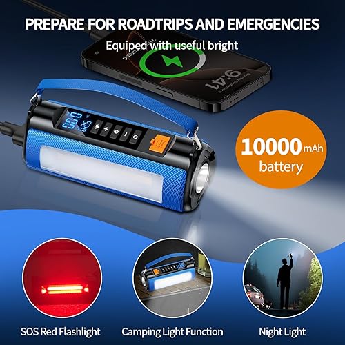 Miniatura 4 de Arrancador de salto con compresor de aire, batería de coche de 2500 A, kit de cable de puente de refuerzo de coche de 12 V, inflador de neumáticos