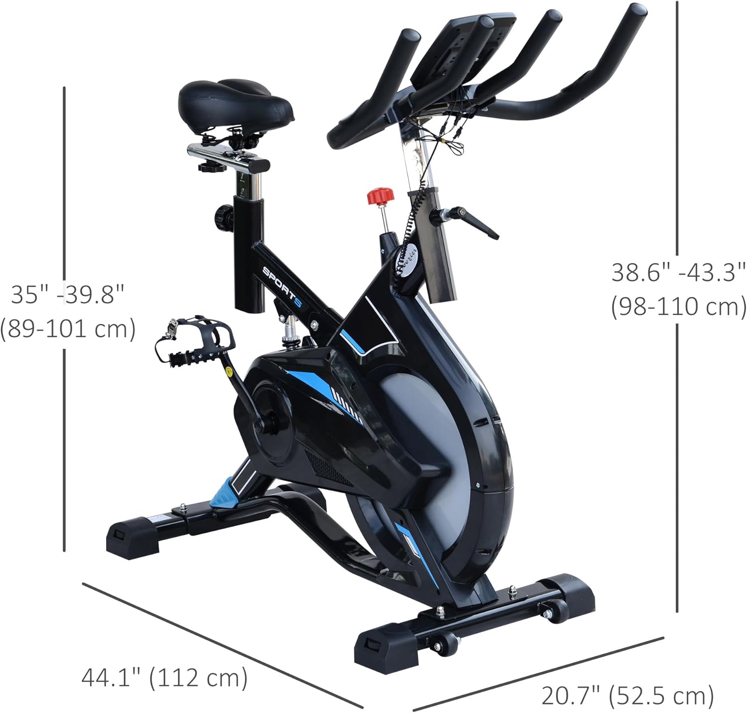 Dimensions of the Soozier Stationary Exercise Bike