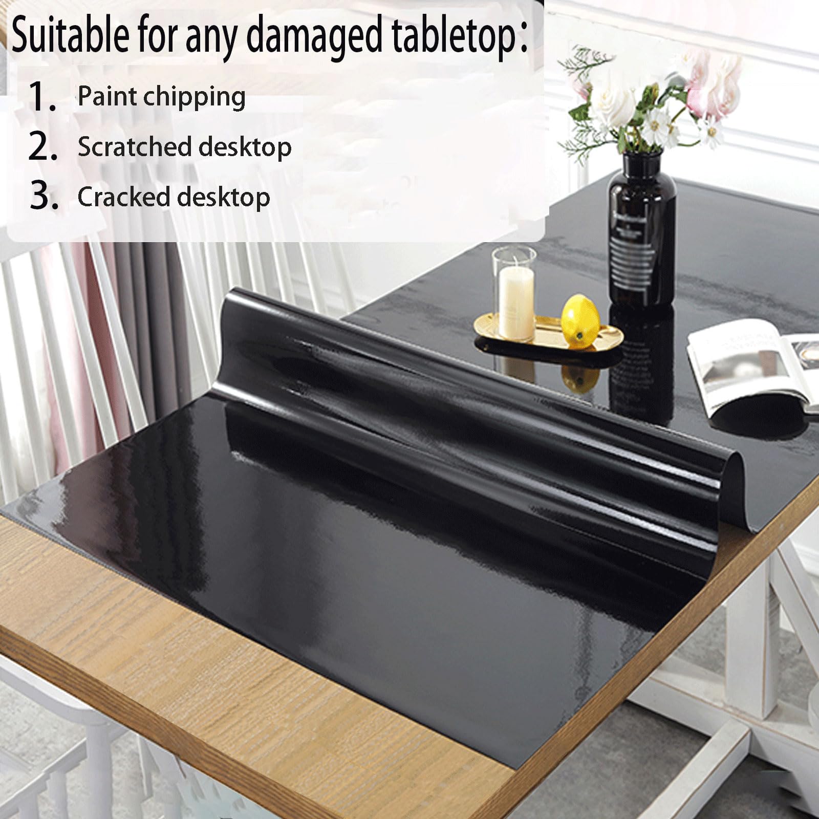 Protector de mesa opaco negro de 1,5 mm, 106,7 x 142,2 cm, impermeable, resistente a los arañazos, acrílico fácil de limpiar para proteger