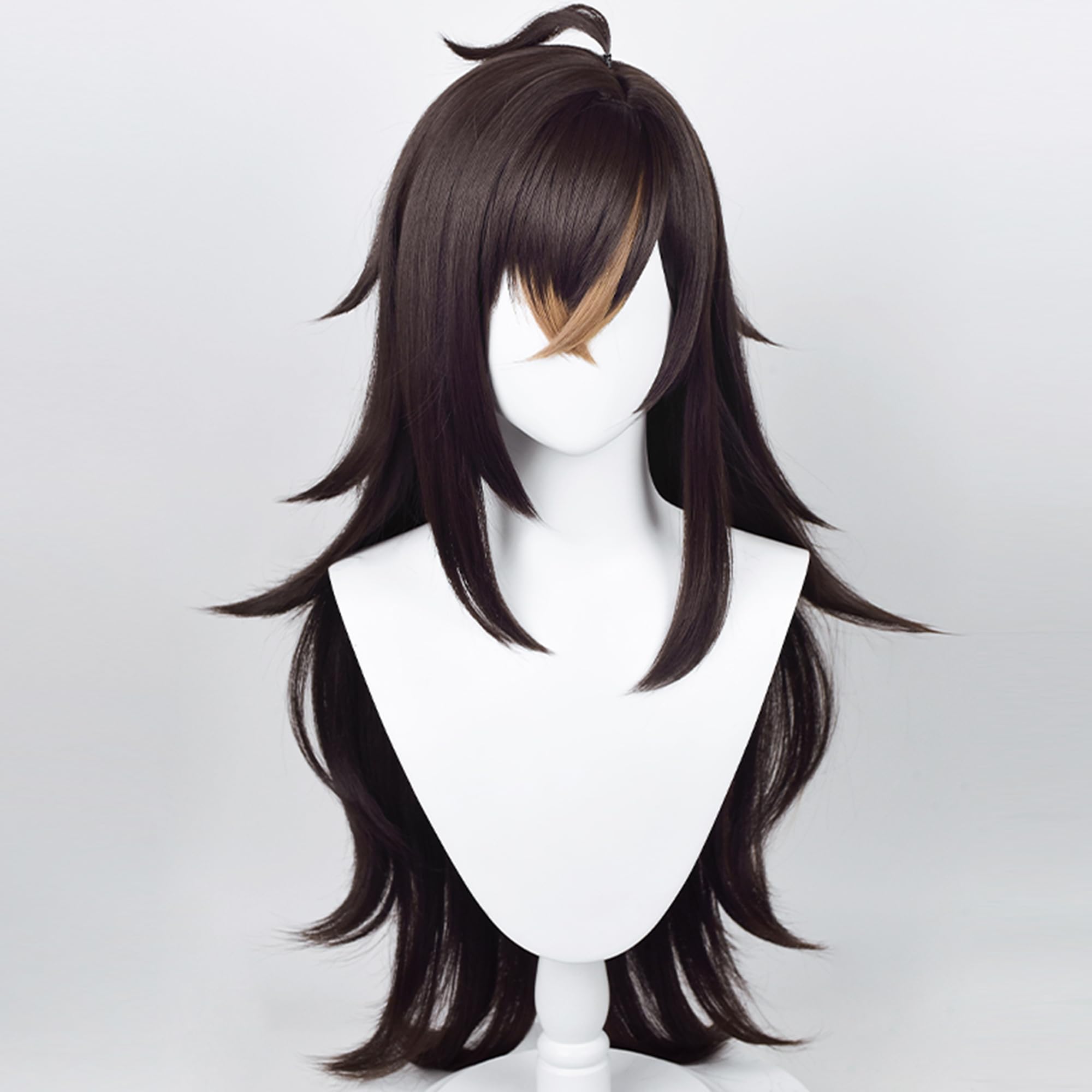 Brown Mixed Orange Long Wave Heat Resisitant Synthetic Hair for Adult Women Men Halloween Cos Anime Role Play Replacement Wigs - Image 2