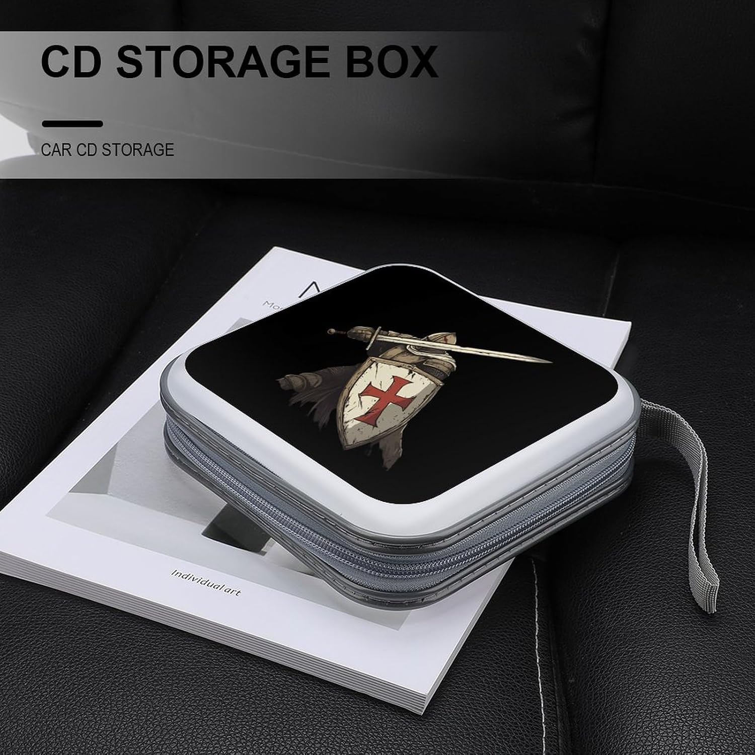 Knights Templar CD Case Portable DVD Storage Box CD Wallet Holder Binder Organizer for Car Home