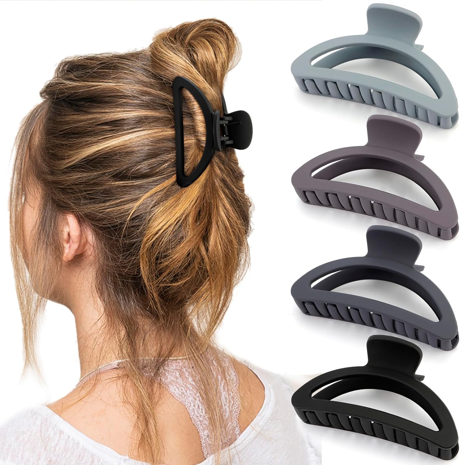 Canitor Hair Clips for Women 4Pcs Neutral Claw Clips Hair