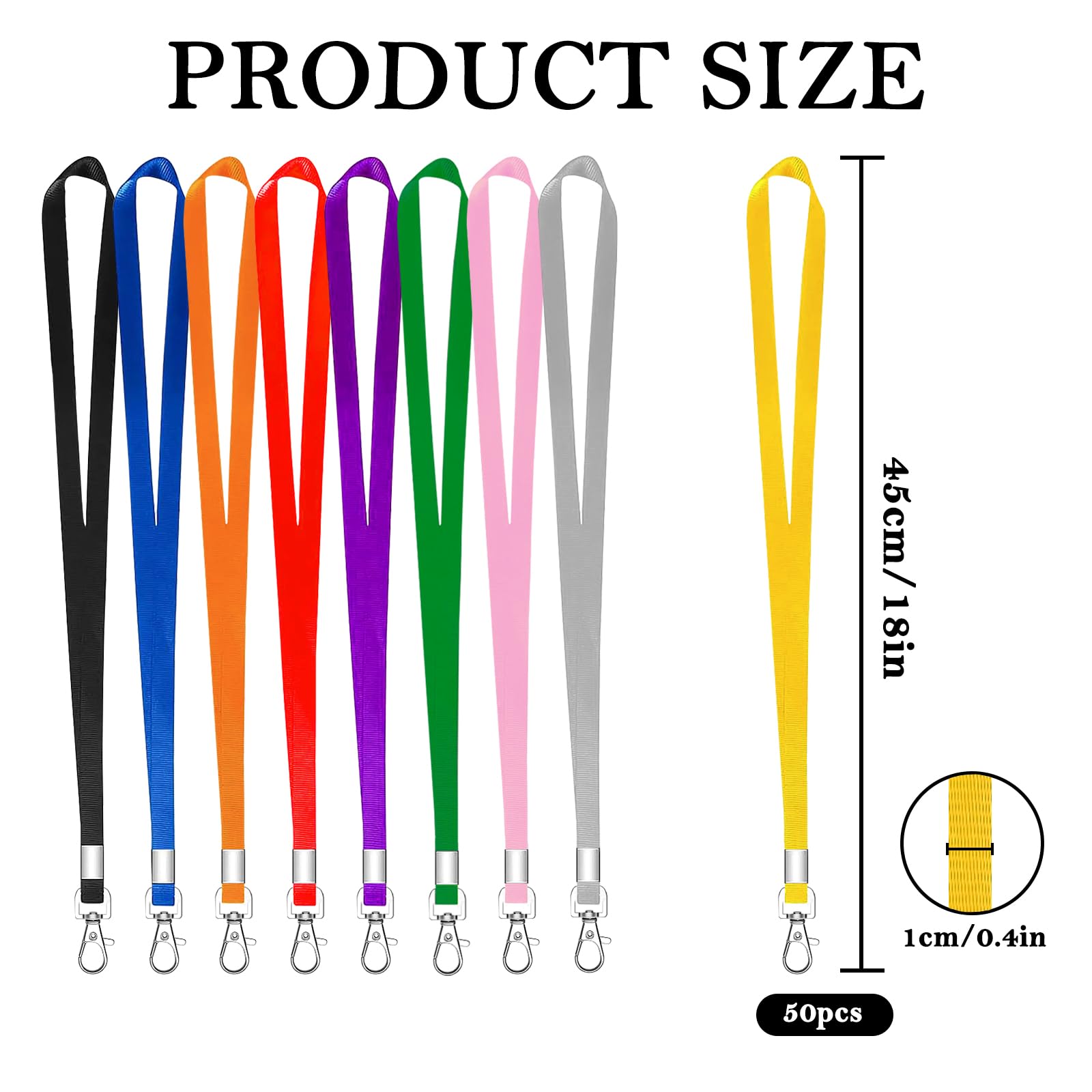 XHDA 50PCS Yellow Lanyards for Neck Lanyards for ID Badge Lanyard with Metal Swivel Hook for ID Card Badge Holder - Image 2