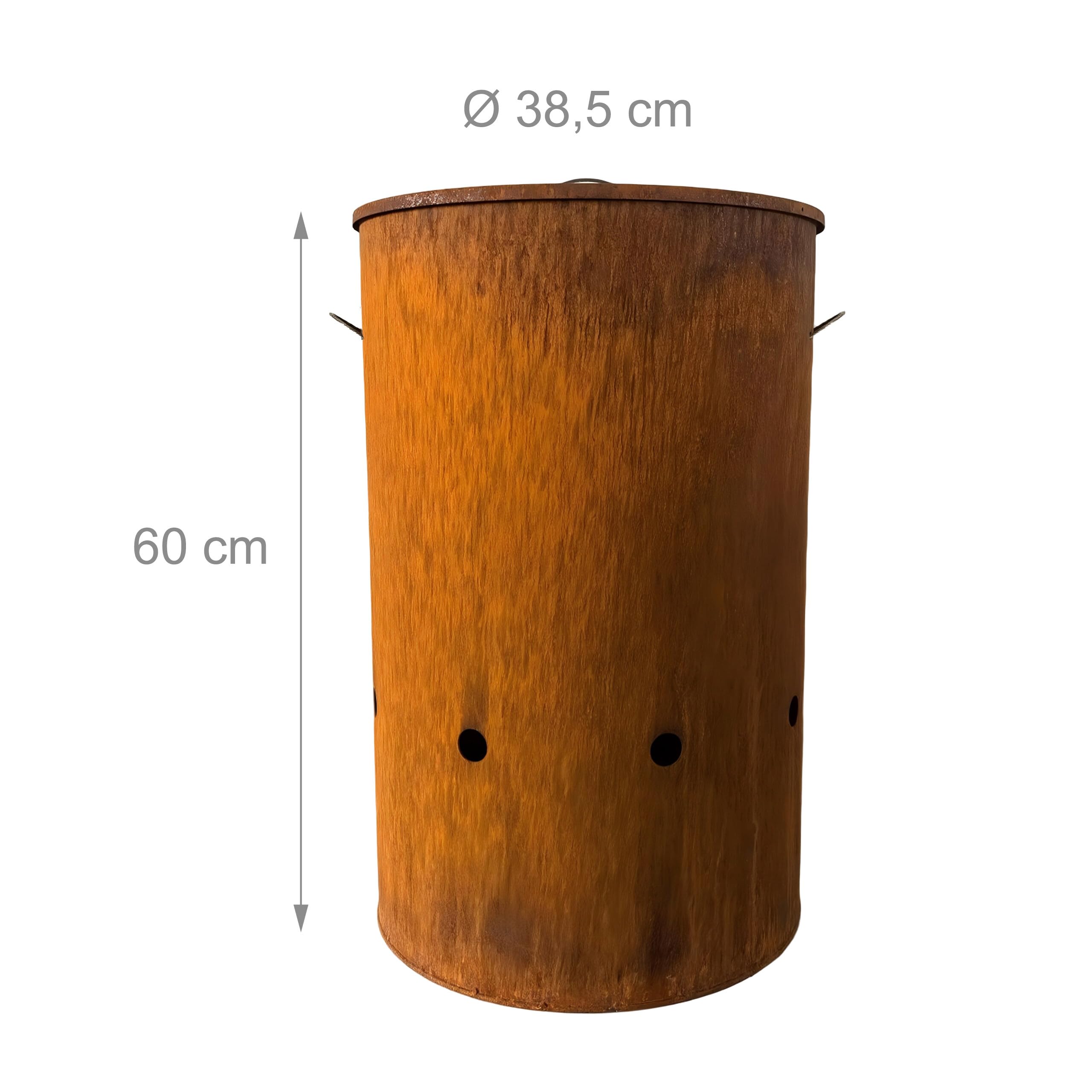 Relaxdays Braciere in Acciaio Corten Effetto ruggine HxD 60x38,5 cm, Industriale con Coperchio