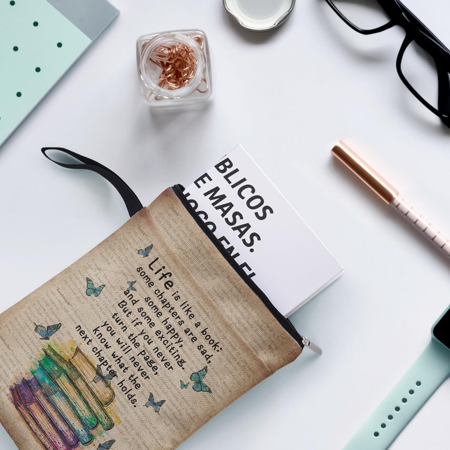 Funda inspiradora para los amantes de los libros, cubierta de libro para los amantes de los bibliotecarios, regalos de club de grupo para mujeres, decoración temática de mariposa para profesora, hija