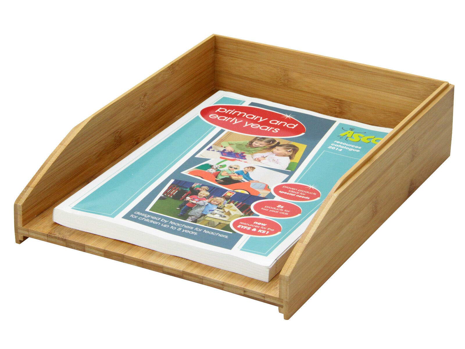 Woodquail Set mit 2 Stapelbaren Briefablagen A4 Papierablage Zeitschriftenhalter Sortierständer, aus Natürlichem Bambus