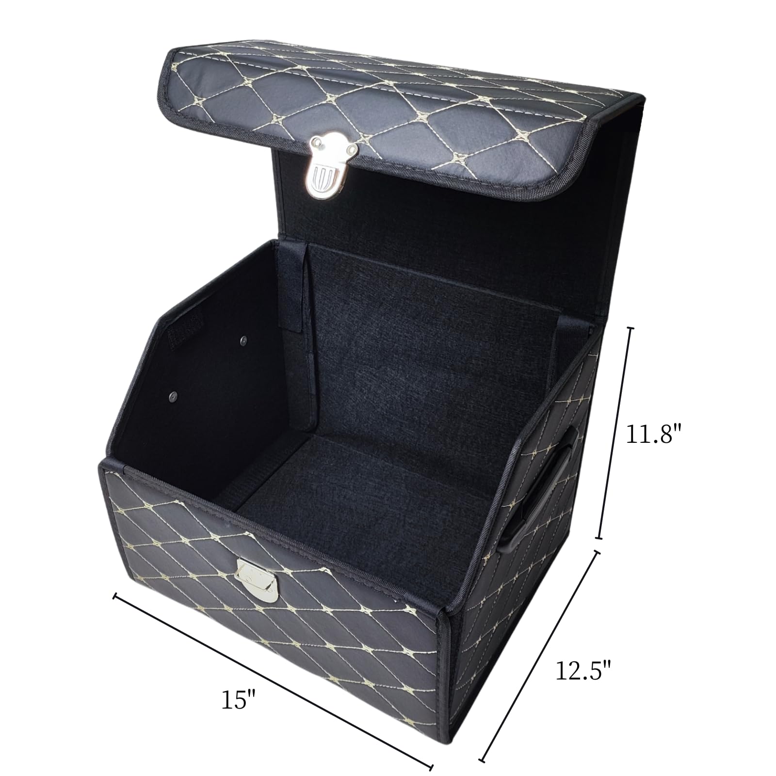 Sunnymark&co Car Trunk Organizer, SUV Trunk Organizer, Foldaway and Adjustable, Keep Your Trunk Neat and Organized - Black Grid (Black, Small 15