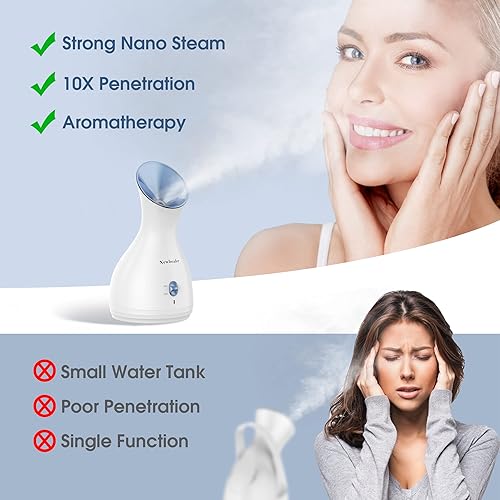 Vista 29 de Newbealer Vaporizador facial, mini vaporizador facial de aroma, humidificador facial de niebla caliente nano iónico para limpieza profunda facial