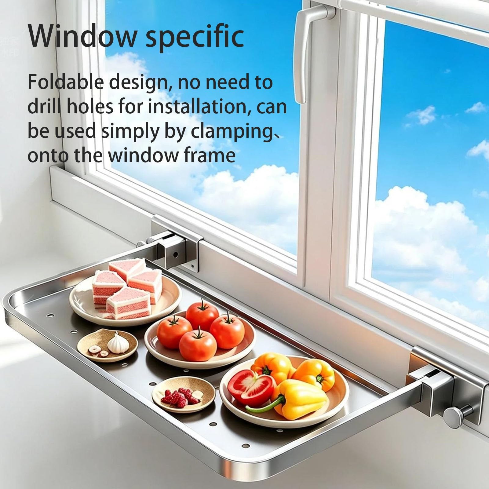 Prolunga Per Davanzale Della Finestra Della Cucina Con Guardrail | Senza Trapano Estensione Per Davanzale Per Verdure, Organizer Estensore Per Davanzale(Gray,Short style)