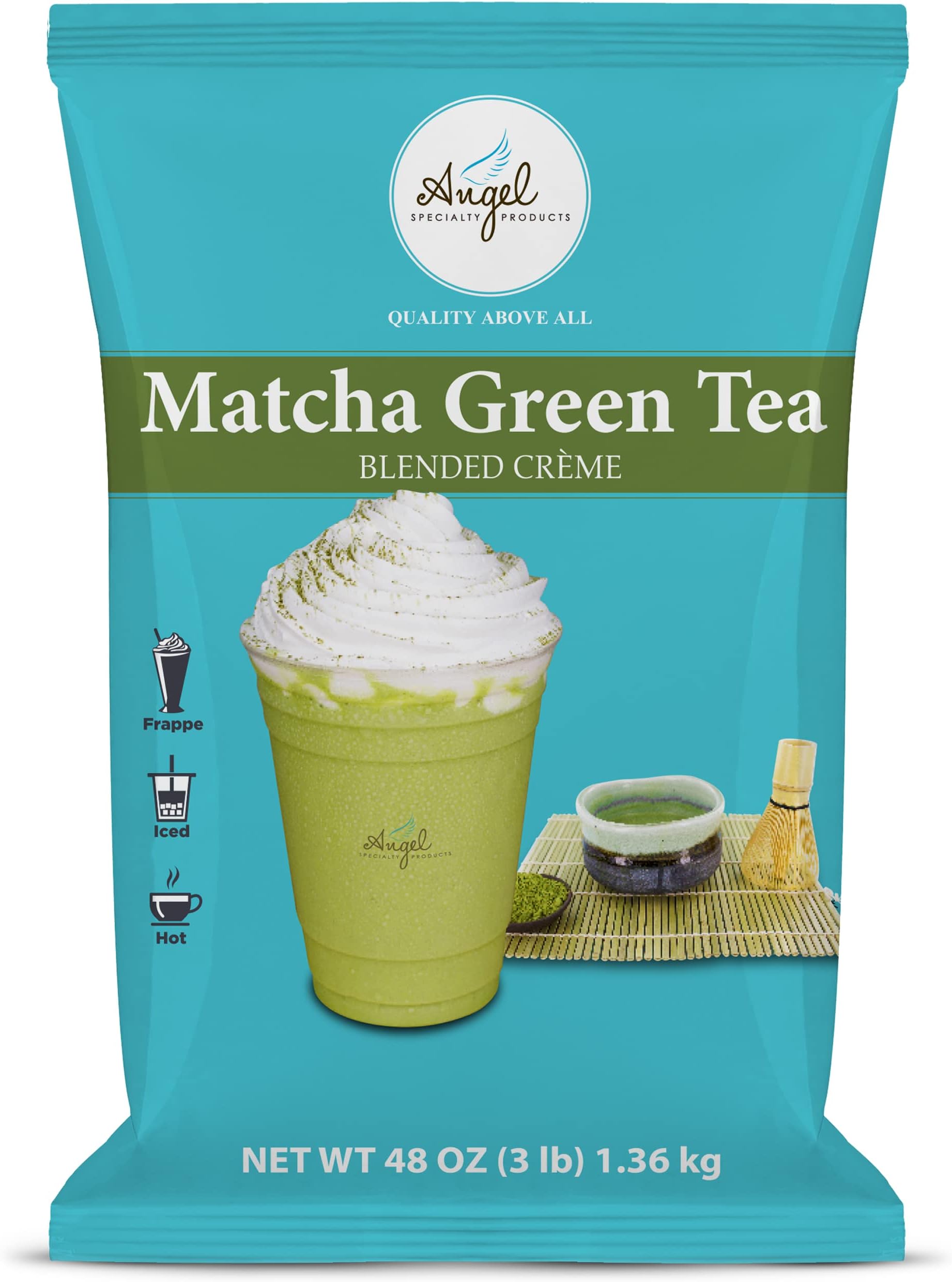 Angel Specialty Products Matcha Green Tea Blended Crème Mix [3 LB]