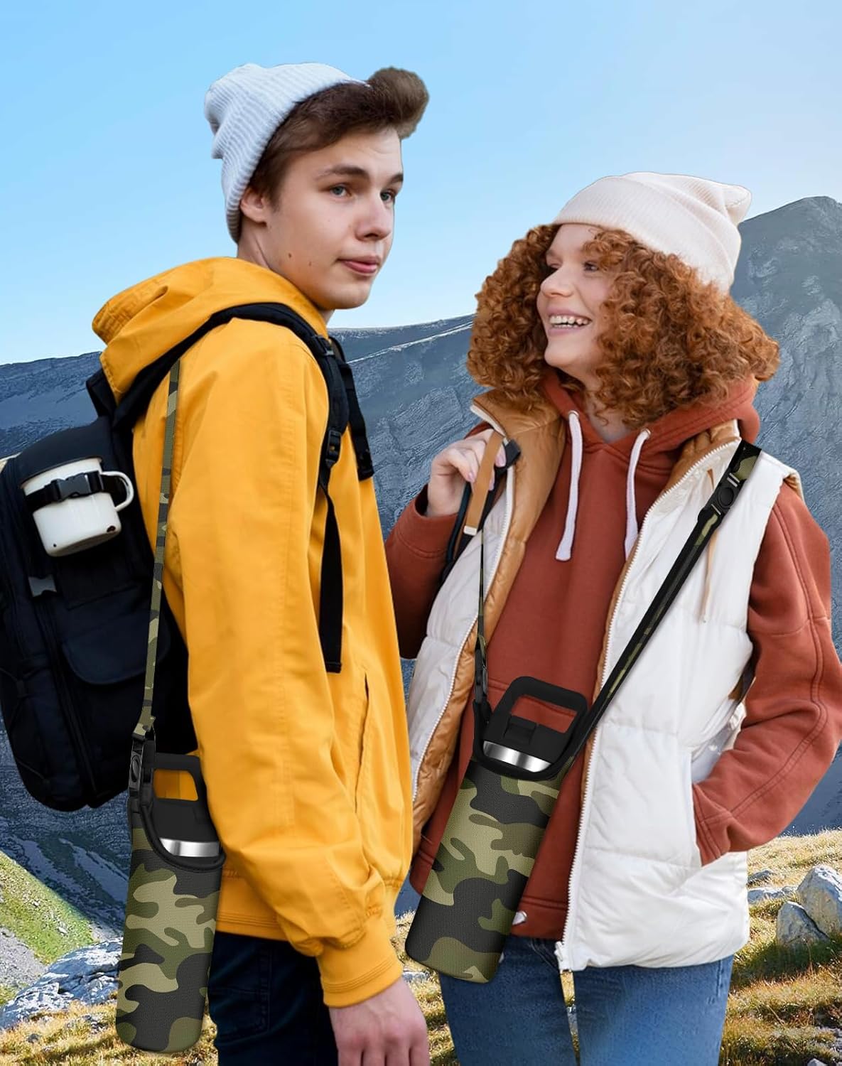 Water Bottle Carrier with Strap - Handheld Kids Water Bottle Holder for 10-16 oz / 14-20 oz Cute Cartoon Design Neoprene Crossbody Bottle Sling Bag for Boys Girls - Image 2