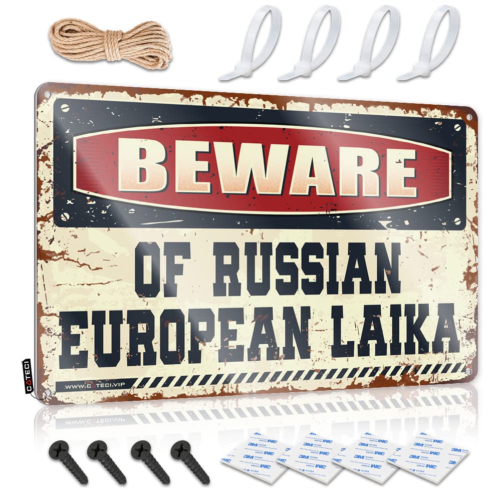Mwfkkaddb Men's One Color Beer Decor Beware Of Russian- European Laika Tin Sign Funny Garage Signs For Decor Signs(30X40cm)