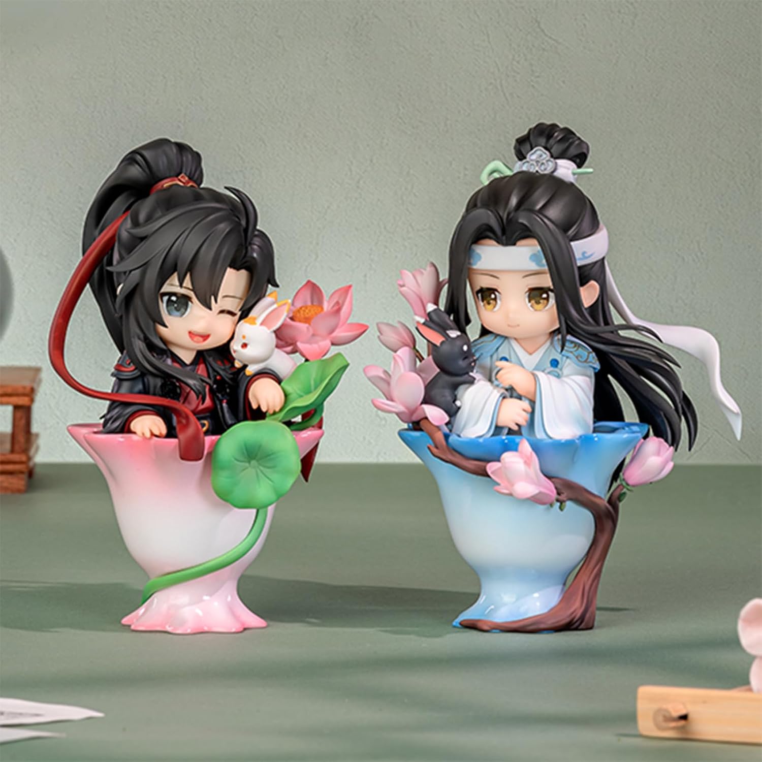 Anime Blind Box, Cute Mo Dao Zu Shi Porcelain Flowers Series Wei Wuxian LAN Wangji Blind Box Figure, Collectable PVC Figure for Birthday Gifts