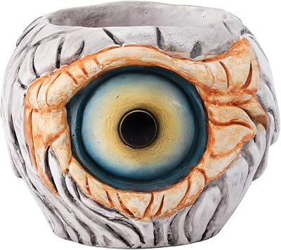 Lejoy Monster Eye Design Planter, Resin Succulent Plant Pot with Drainage, Decorative Garden Container White