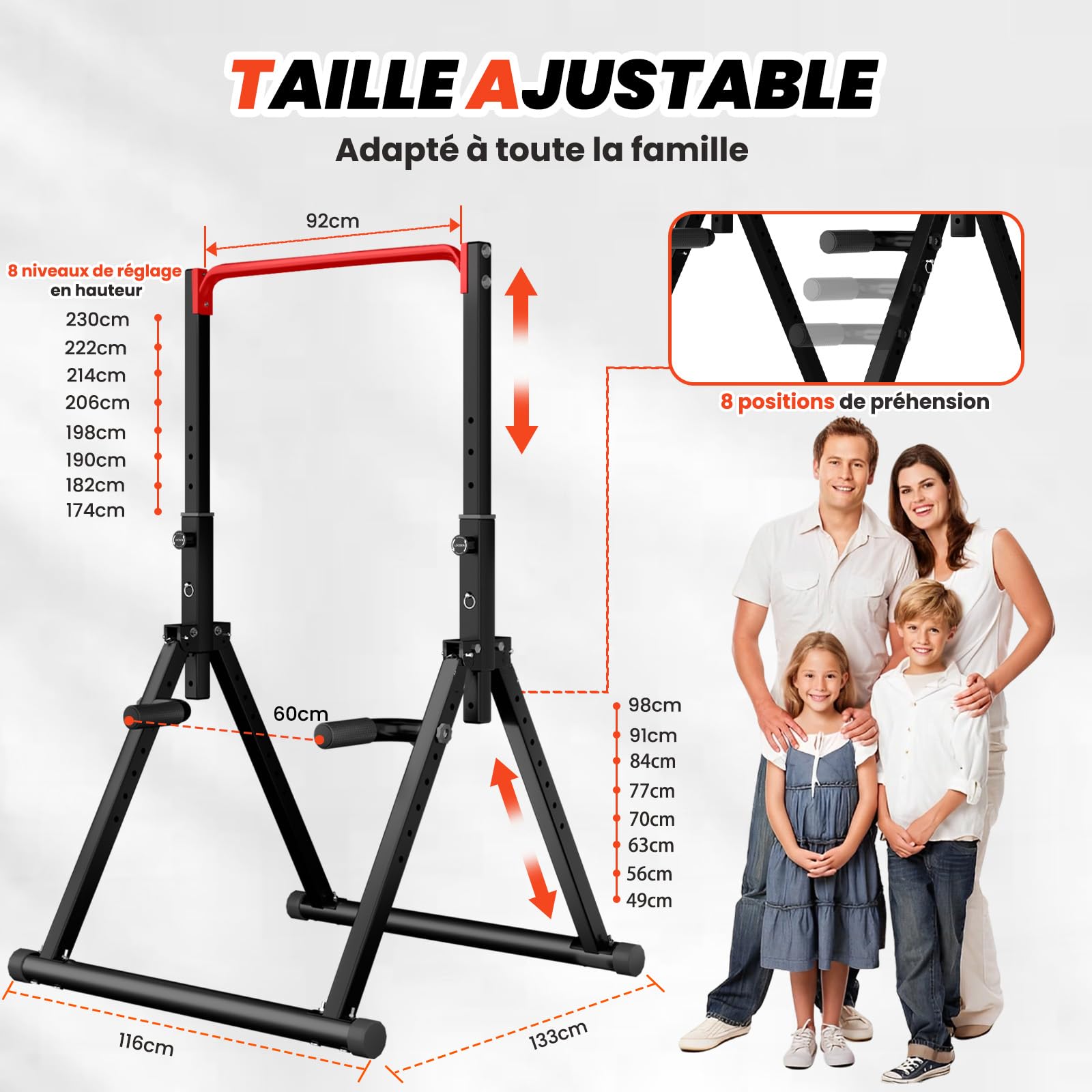 DOBESTS Chaise Romaine Power Tower Barre de Tractions Pliable Musculation Pour l'entraînement à la Maison, Chaise Romaine Musculation, Structure triangulaire, Se Plie Facilement，300KG