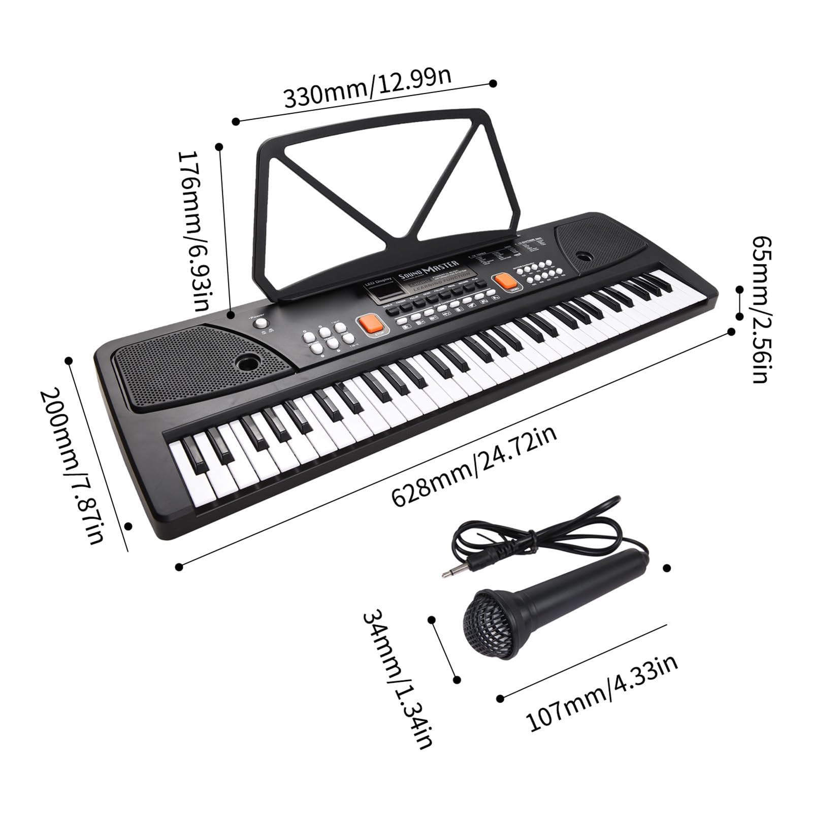 Przenośne Pianino Elektroniczne z 61 Klawiszami i Akumulatorem, Podwójnymi Głośnikami Stereo, funkcją AUX IN, Idealne dla Początkujących Dorosłych