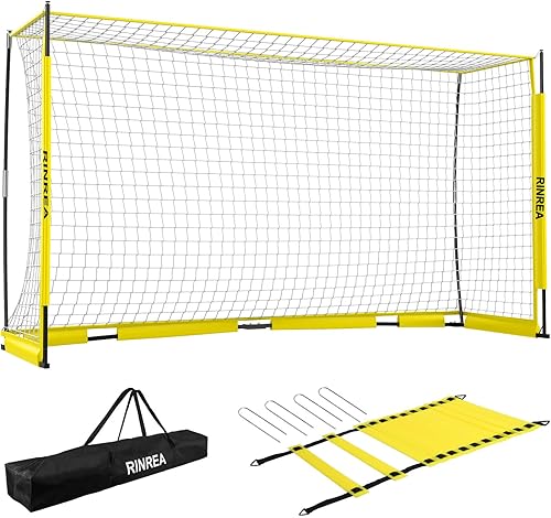 Miniatura 10 de Portería de fútbol portátil, red de portería de fútbol plegable con base metálica, equipo de entrenamiento de fútbol de montaje rápido con 1 bolsa