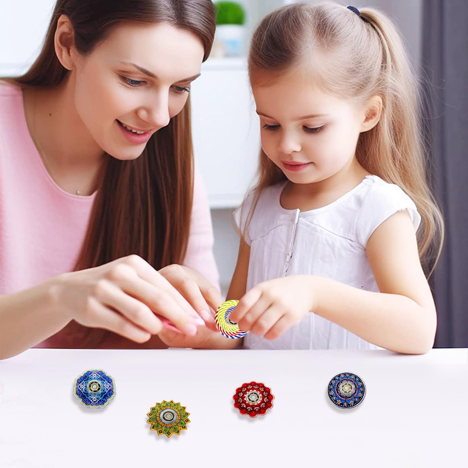 24 Pack Mini Fidget Spinners for Kids Adult Party Bag Fillers Retro Pass the Parcel Prizes Stress Relief Sensory Fidget Toys Pack Hand Spinners for Desk School Christmas Fidget Toys(1.57 Inch) - Image 2