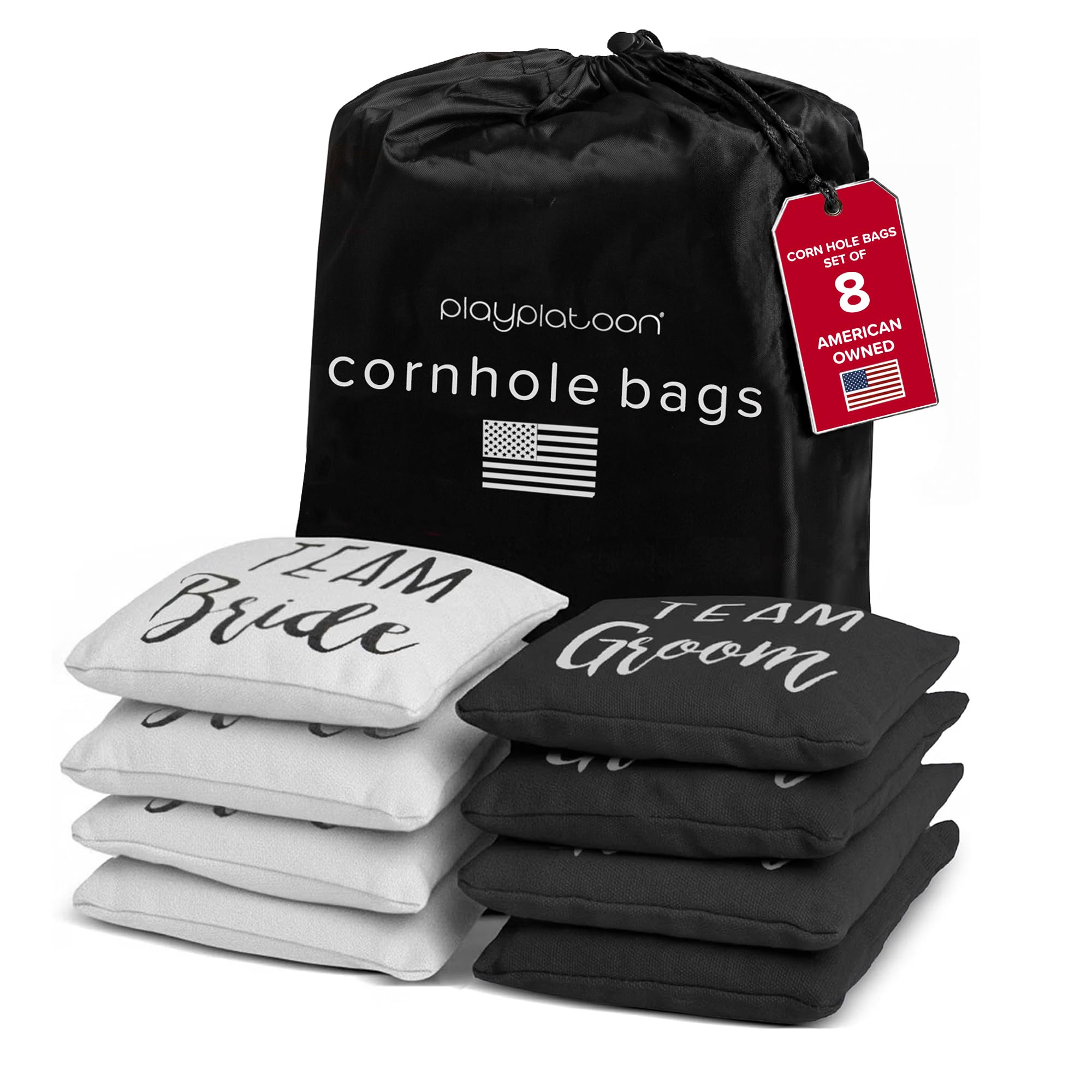 Weather Resistant Cornhole Bean Bags Set of 8 - Regulation Size & Weight -Wedding Theme Corn Hole Bags