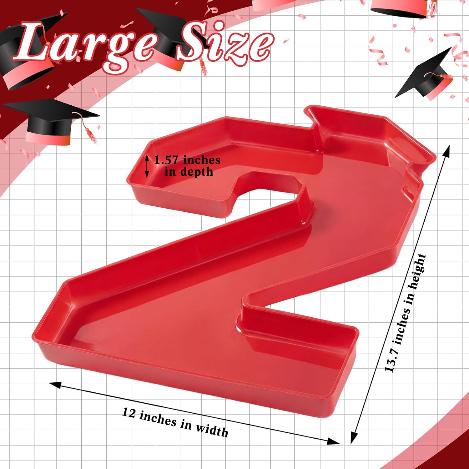 Tellingyou 4 Pcs 13.7" 2026 Charcuterie Numbers Fillable Graduation Disposable Mache Box Chocolate Candy Tray Grad Container Decoration(Red,2026)