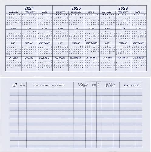 Paquete de 20 registros de cheques, registros de cheques para personales, registros de transacciones en blanco para bancos personales o comerciales,