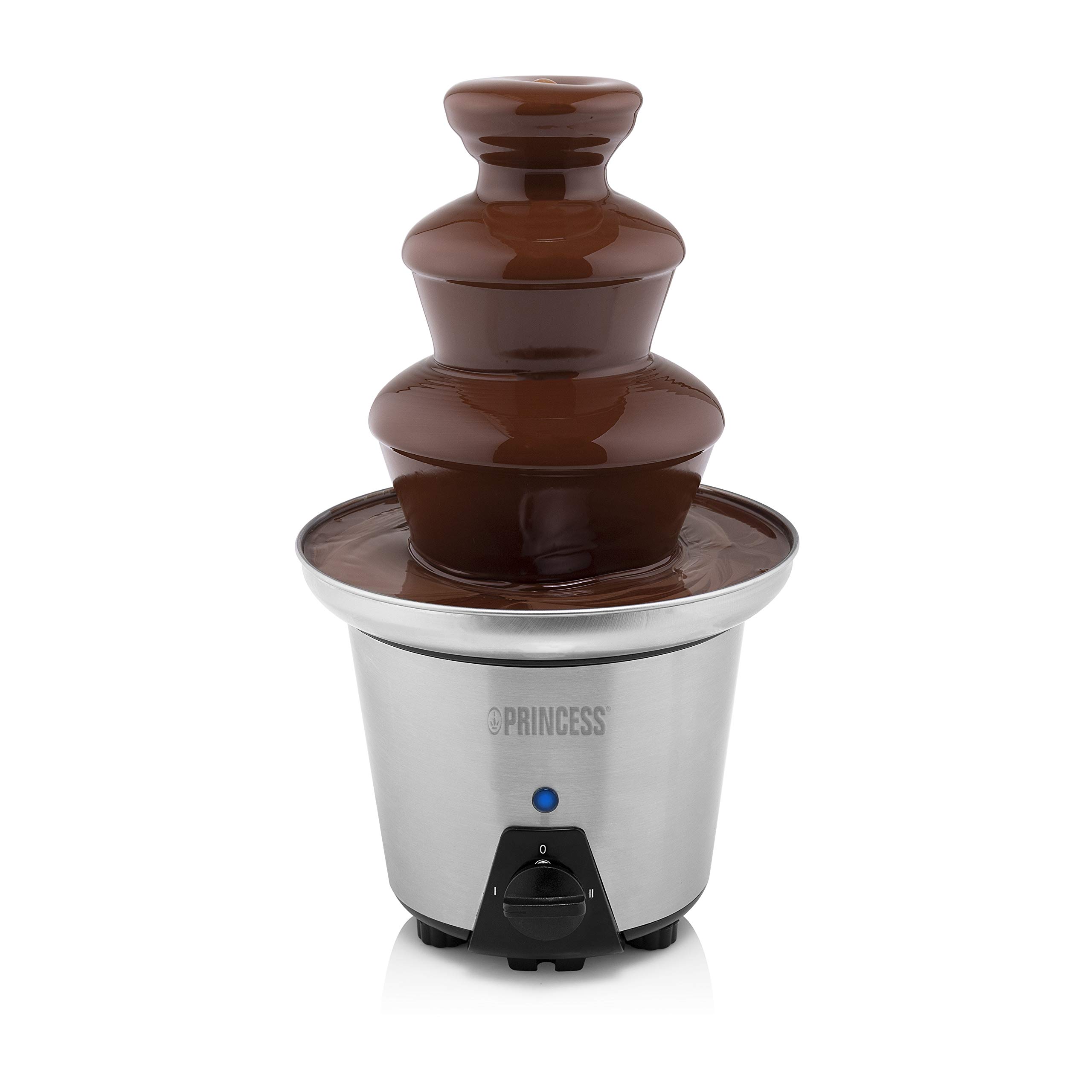 Princess 292998 Fuente de chocolate XL con 2 ajustes de potencia, 3 alturas, 0,​7 litros de capacidad, 32.5 cm de altura, carcasa de acero inoxidable, apta para todo tipo de chocolate, 90 W