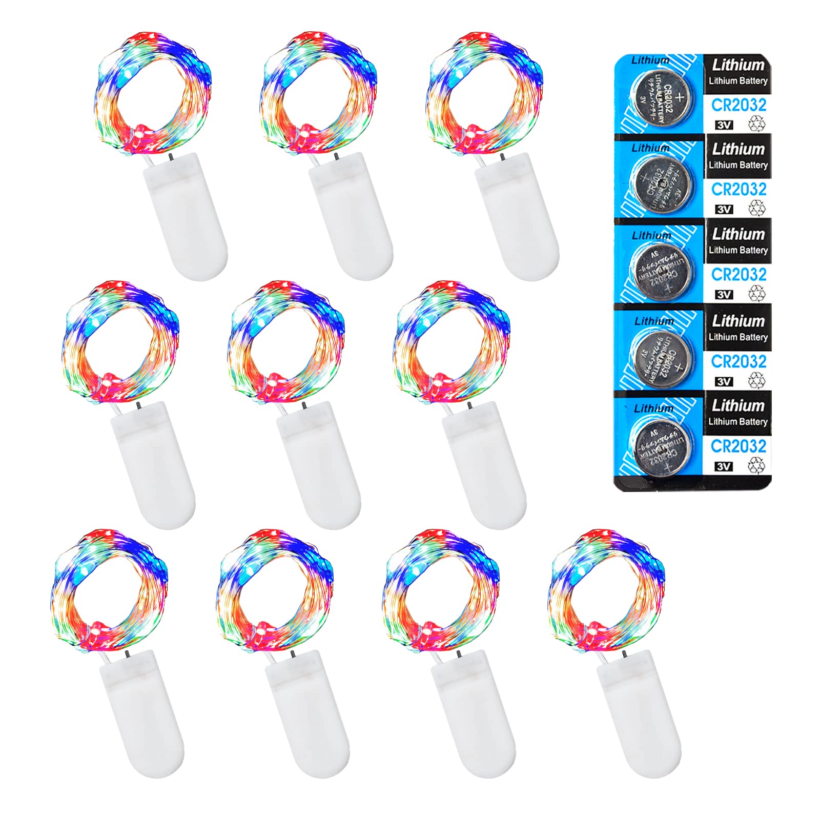 LEECOCO Led lichterkette mit batterie,1m lichterkette außen batterie, Weihnachten, Party, Hochzeitsdekoration (10 Pack 1M 10 LEDs, Mehrfarbig)