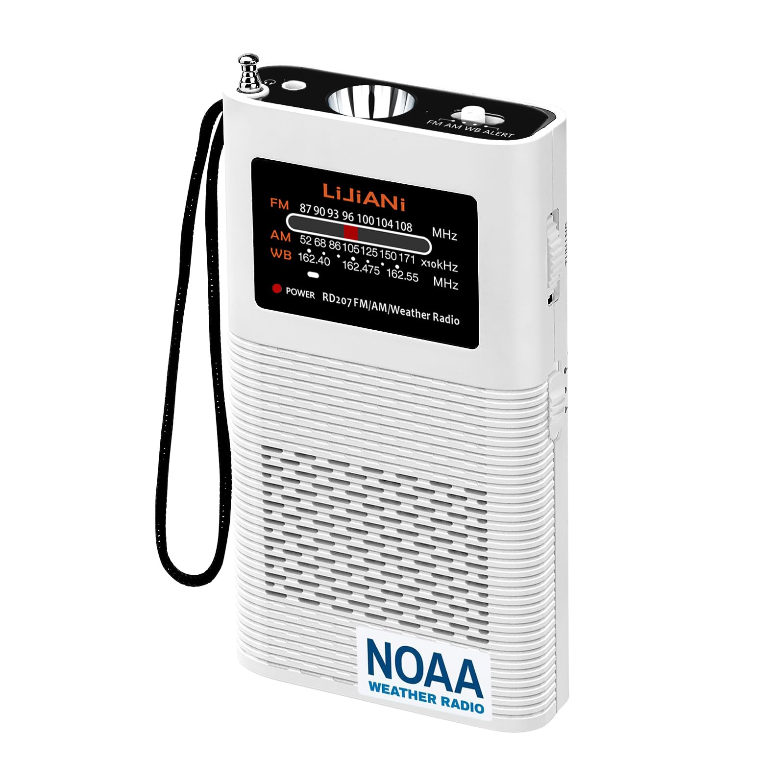 Pocket NOAA Weather Radio AM/FM Transistor, with Backlight,2W Flashlight,SOS Alarm, 15in Antenna, Earphone Jack, Replaceable1500mAh Battery,Best Reception Hurricane Tools