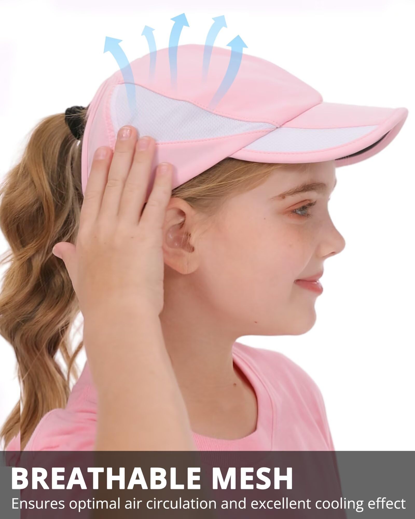 GADIEMKENSD Cappellino da Baseball per Ragazze con Coda di Cavallo, Rete Traspirante, Cappello Estivo rinfrescante per Bambine, Cappello da Sole UPF50+, Cappellino per Ragazze per attività estive