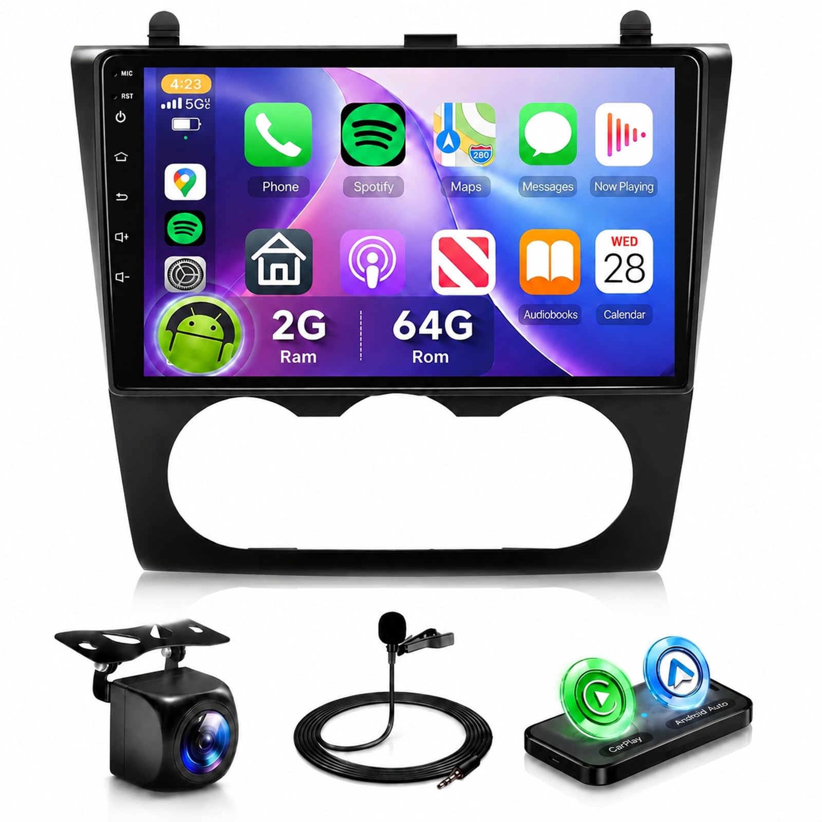 Android Car Stereo for Nissan Altima 2008-2012 with Wireless Carplay/Android Auto with WiFi GPS Navigation Radio Player 9” Touchscreen Audio Backup Camera Multimedia Head Unit 2G+64G(Manual A/C)-image-24