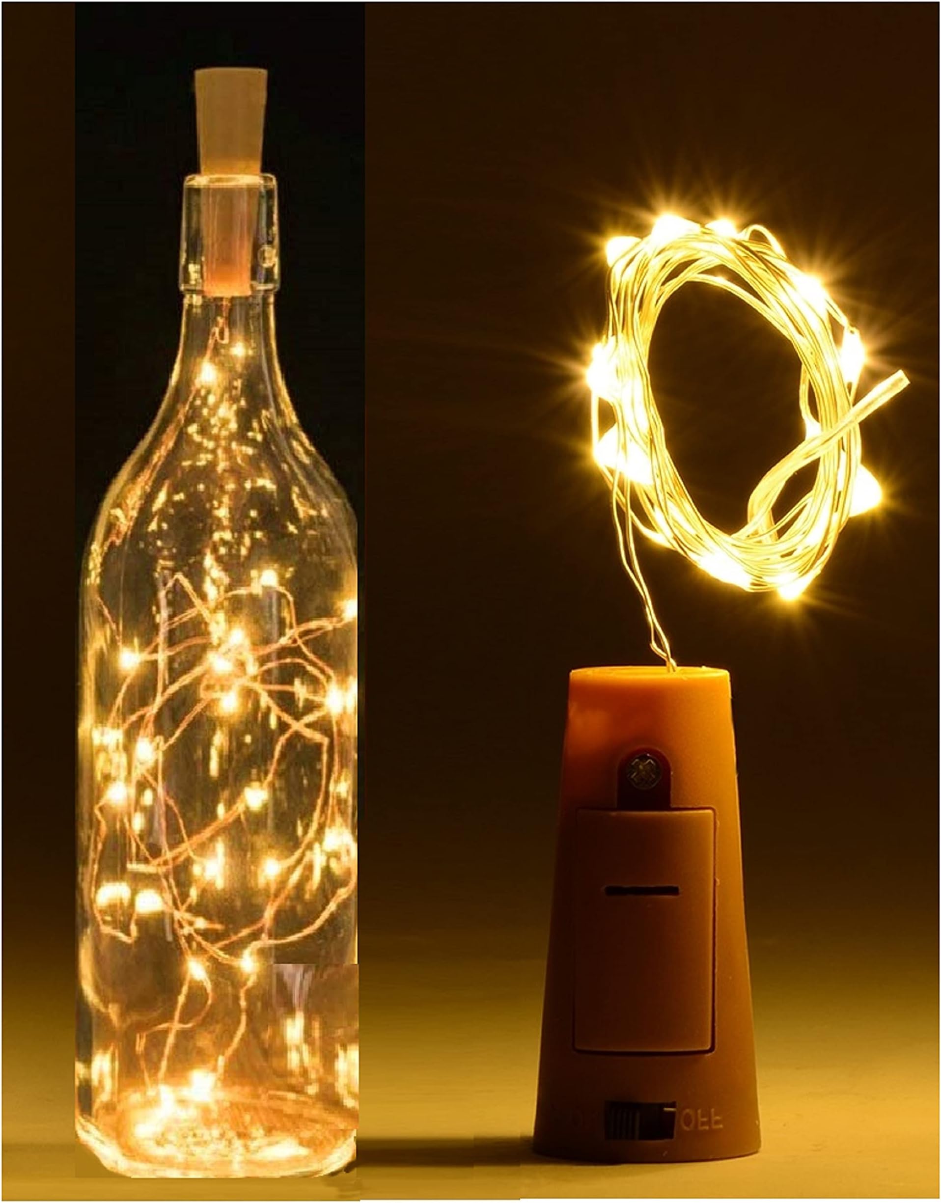Buy Quace 20 LED Wine Bottle Cork Copper Wire String, 2M Battery ...