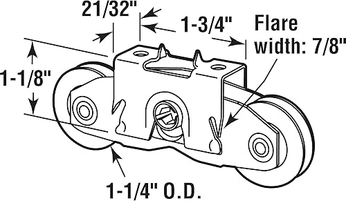 Miniatura 2 de Prime-Line D 1971 1-1/4 In. Andersen Rodamiento de bolas de acero Rodamiento de bolas Puerta corredera Conjunto de rodillos tándem (paquete