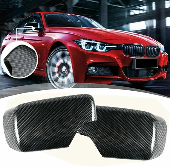 Rearview Mirror Cover Cap For 1998-2005 BMW E46 E39 325i 330i 525i 530i | Left+Right Side, Caron Fiber, Replaces 511682383785 51168238376