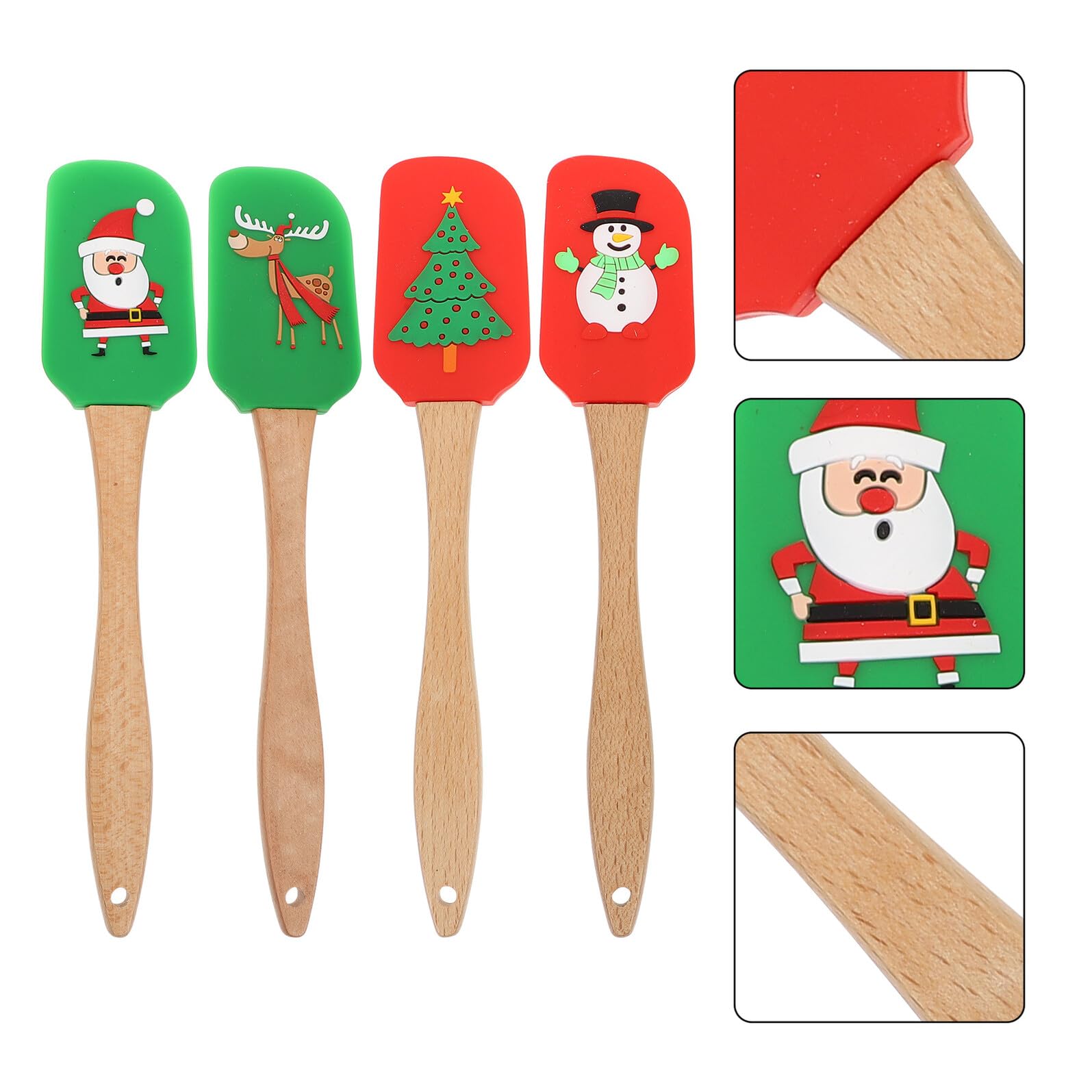 4 piezas Espátulas de Silicona para Pastel de Navidad de Rascadores de Crema Prácticos y de Limpiar Herramientas de Cocina para Hornear
