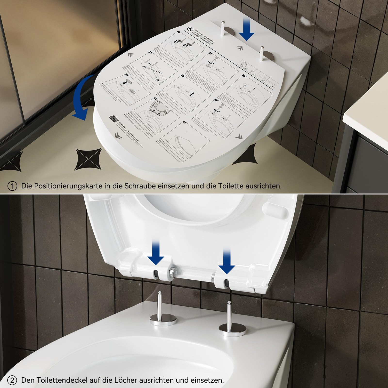 CECIPA Deska sedesowa podwyższona 5 cm – deska sedesowa z duroplastu wolnoopadająca, obciążenie do 250 kg, ergonomiczna i łatwa do czyszczenia