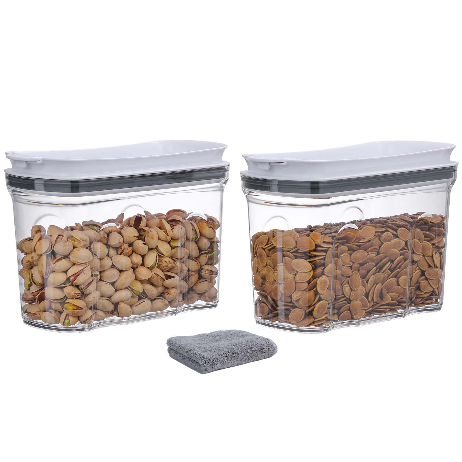 FreshKeeper Food Dispenser Set, Airtight Food Storage Container with Lid 1.5L,2PCS BPA-FREE Plastic Pantry Organization Canisters for Nuts Quinoa Coffee and More Dry Food in Kitchen