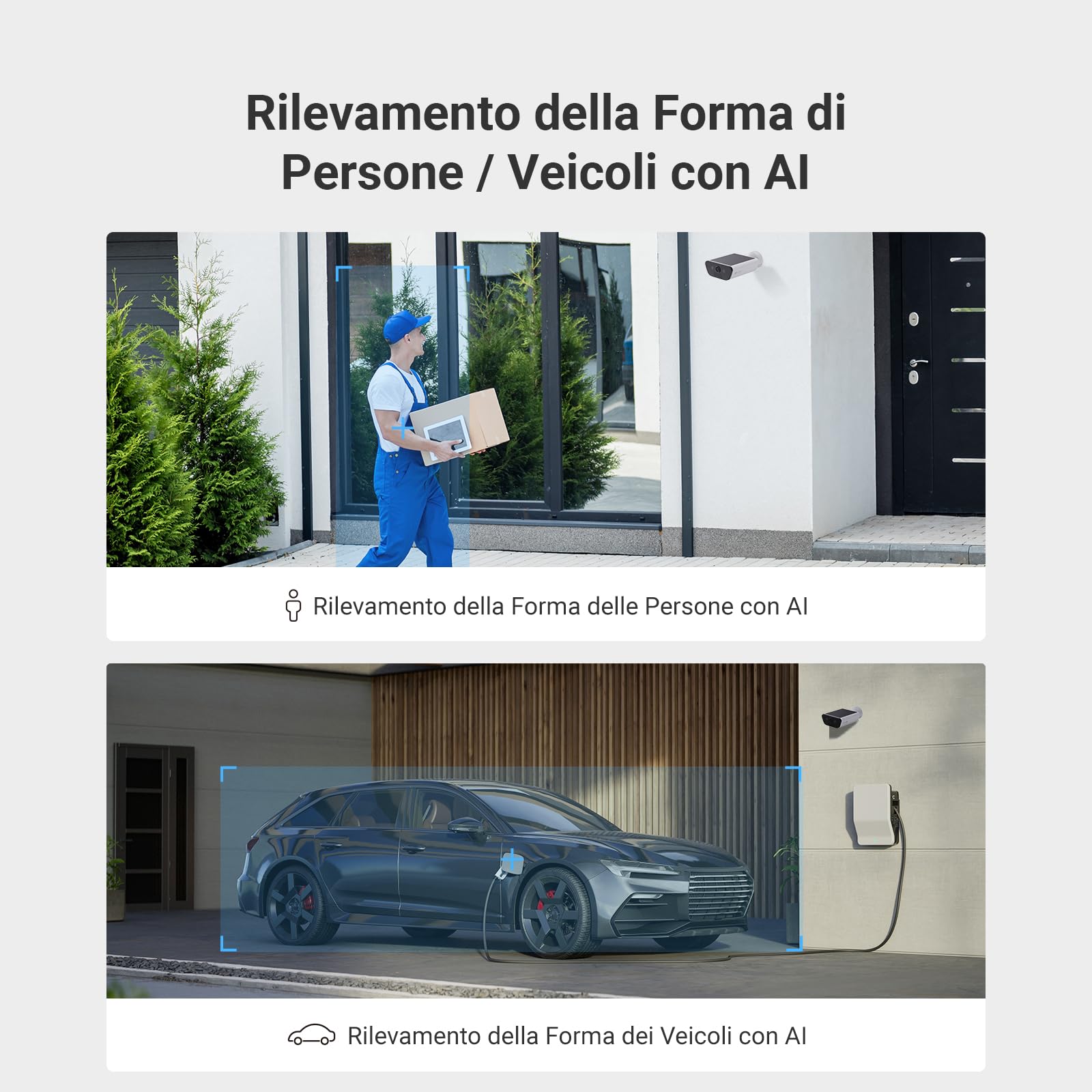 EZVIZ CB5 4K Telecamera Wi-Fi Esterno a Batteria Solare, 100% Senza Fili, Pannello Solare Integrato, Rilevamento di Persone/Veicoli, Visione Notturna a Colori, Audio Bidirezionale, Impermeabile IP65