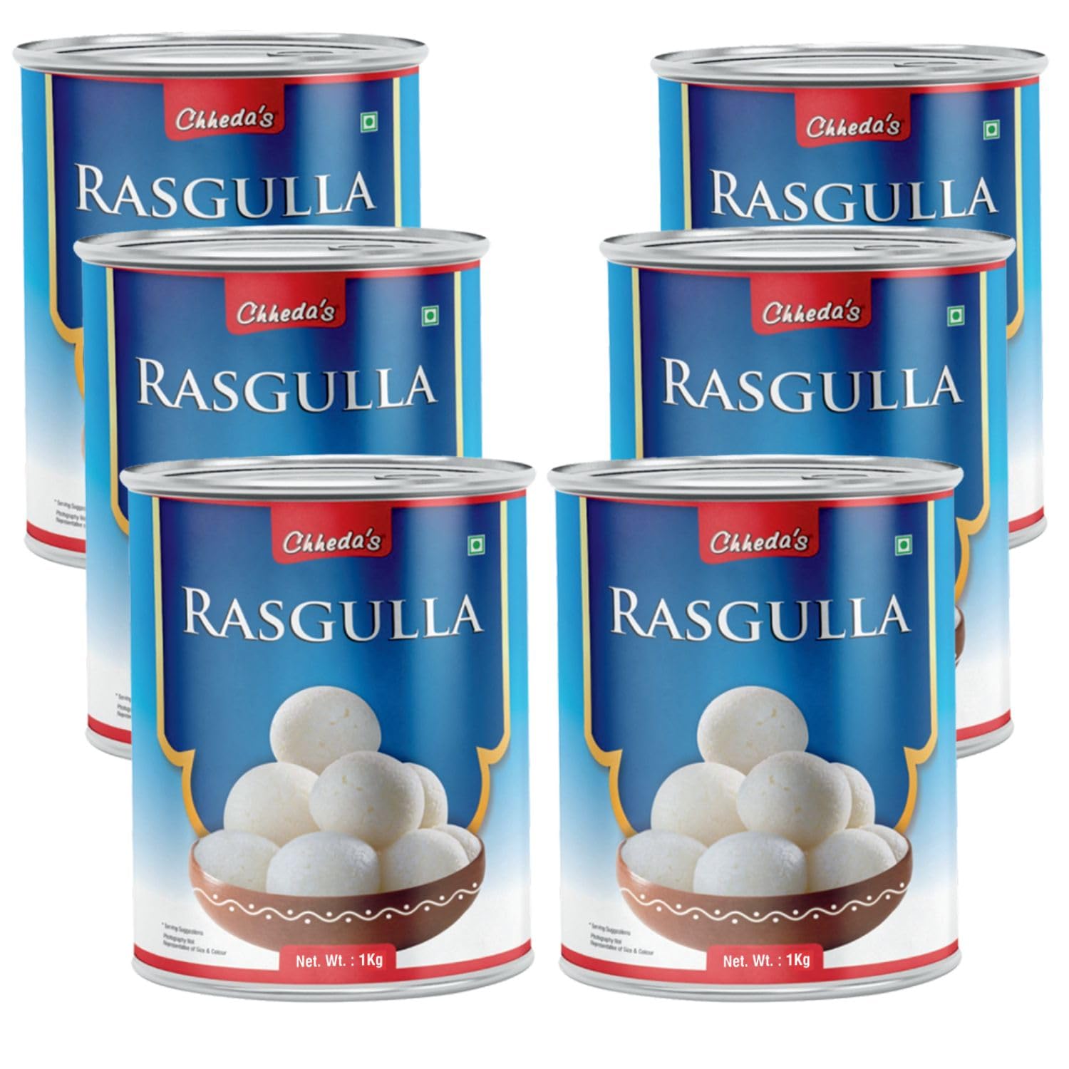 Chheda's - Rasgulla - Indian Sweets - Tin Sweets - Festive Gift Pack - 1000 Gm Pack of 6