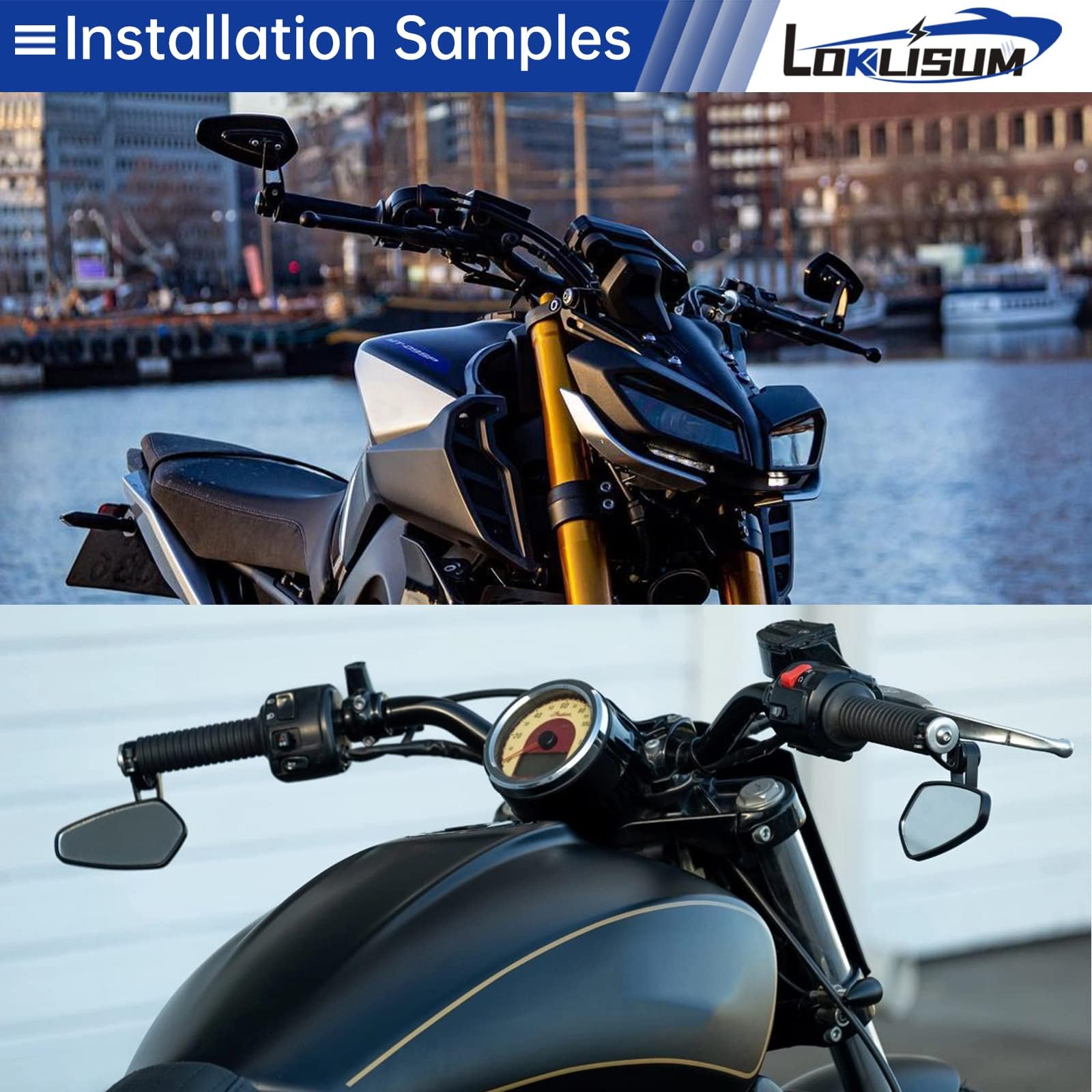 LOKLISUM Achteruitkijkspiegel voor motorstuur met E-certificering, 7/8 LOKLISUM Achteruitkijkspiegel voor motorstuur met E-certificering, 7/8