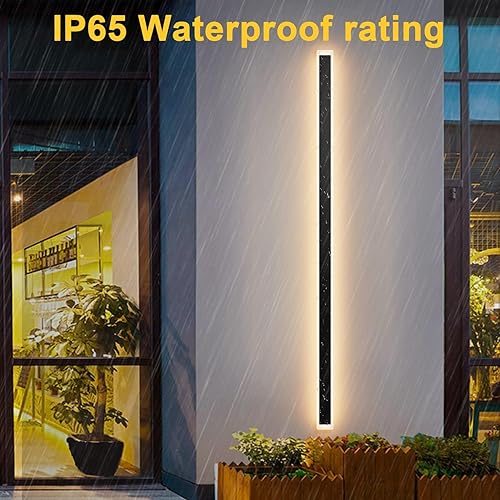Vista 71 de Paquete de 2 luces para exteriores, moderna lámpara de pared para exteriores, tira larga, aplique de pared LED IP65, luz cálida antioxidante, 3000