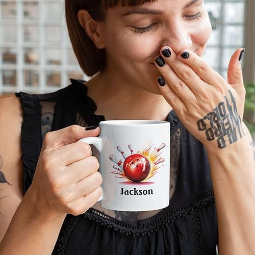 Miniatura 6 de Novedad taza de porcelana de bolos personalizada, taza de té de cerámica de bolos regalos para entrenadores, fanáticos, tazas de café de bolos