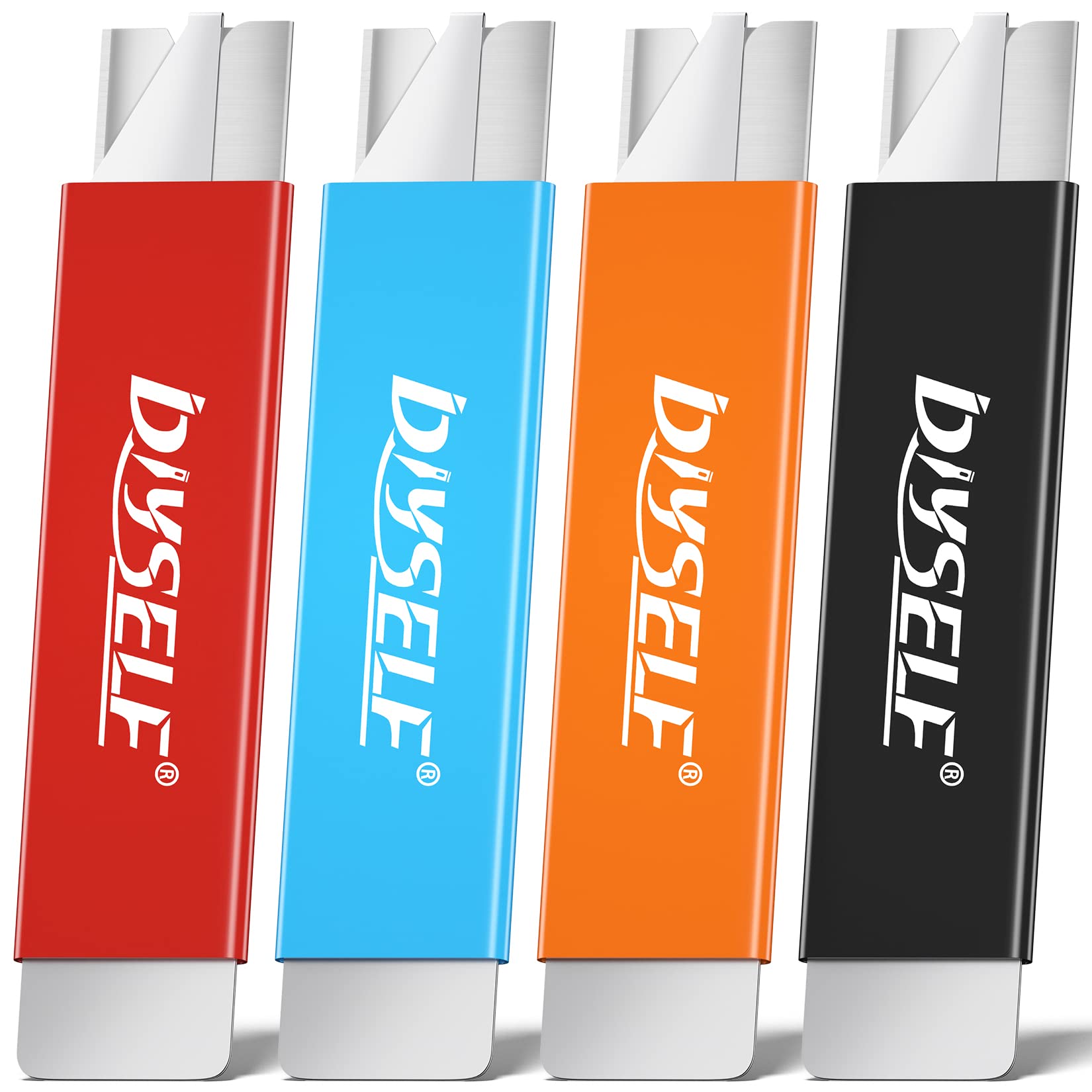 DIYSELF 4 Pack Box Cutters, All-Metal Utility Knife with Quick-Slide Blade