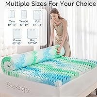 Vista 6 de 3 Inch 7-Zone Queen Memory Foam Mattress Topper Egg Crate Cooling Gel Infused Mattress Pad Bed Topper for Pressure Relief and Back Pain Soft &