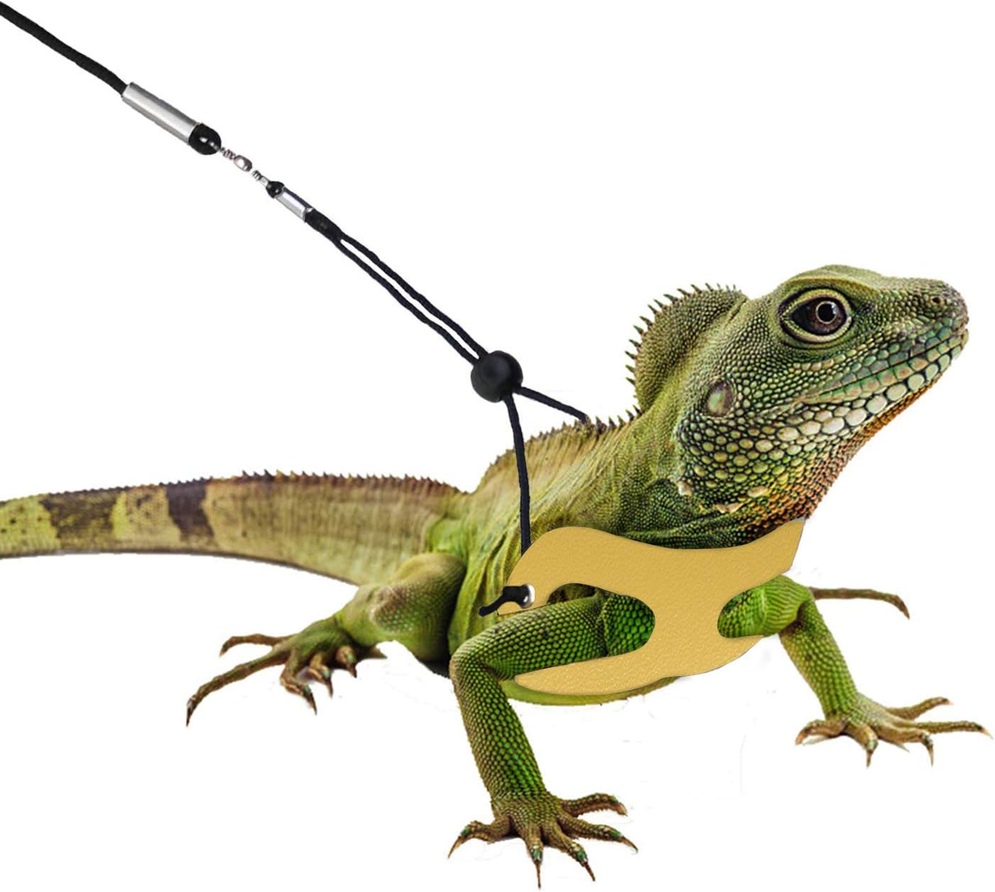 RYPET 3 Packs Bearded Dragon Harness and Leash Adjustable(S,M,L) - Soft Leather Reptile Lizard Leash for Amphibians and Other Small Pet Animals