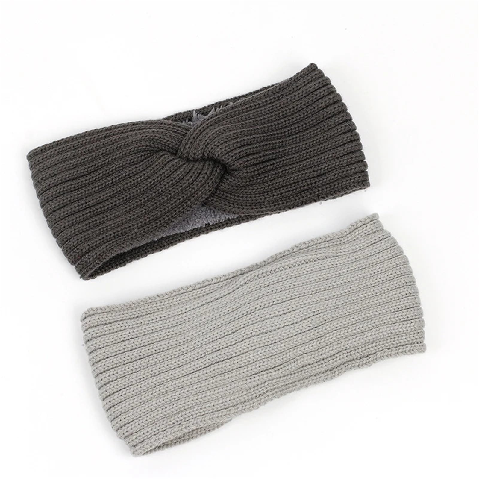 3 pezzi autunno inverno addensare lavoro a maglia fascia larga foderato in peluche for capelli turbante fasce for for le donne tenere in caldo scaldaorecchie femminili Per Donna(Deep Blue)