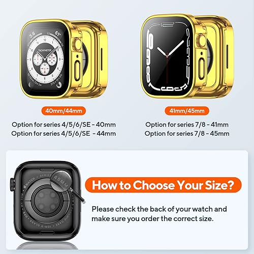 Vista 57 de 2 Pack 2 in 1 Waterproof Case for Apple Watch Series SE 6 5 4 44mm, Straight Edge PC Front & Back Bumper with Tempered Glass Screen Protector 360