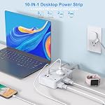 Surge Protector Power Strip 10 Ft Cord, Ultra Thin Flat Extension Cord with 6 Outlets 4 USB Ports(2 USB C), Flat Plug Power Strip, Braided Power Cord for College Dorm Room Essentials