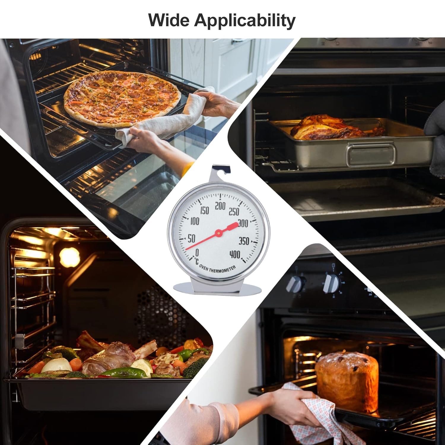 Termometro da Forno, 0~400 ℃ Termometro da Forno Interno in Acciaio Inox per Appendere, Multifunzione Termometro per Monitoraggio per Alimenti da Cucina per Cottura Barbecue e Cucinare